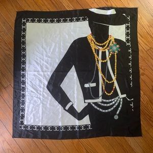 CHANEL Vintage Silhouette Silk Scarf